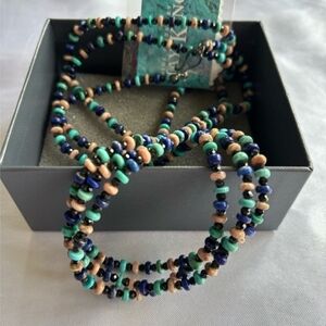 Jay King 60" Turquoise, Lapis, Opal Beaded Necklace